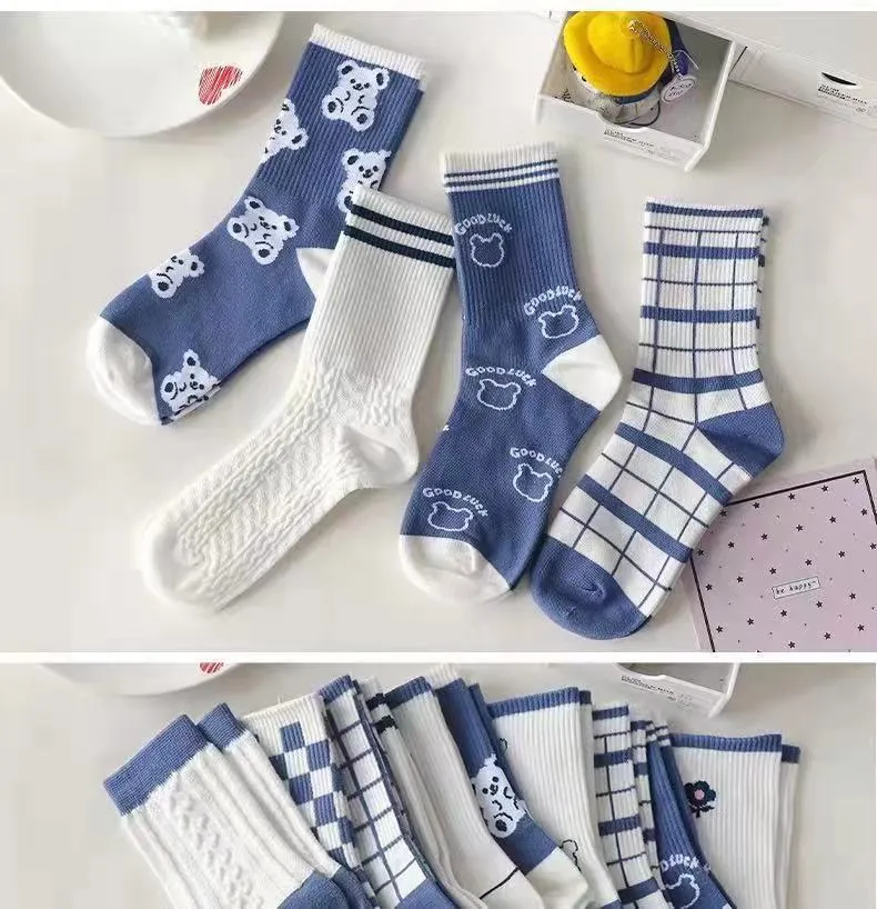 1Pair Cool Blue Aesthetic Socks