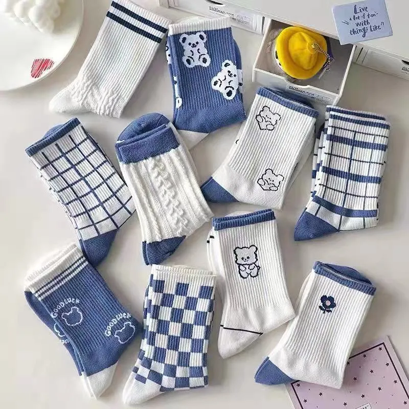 1Pair Cool Blue Aesthetic Socks