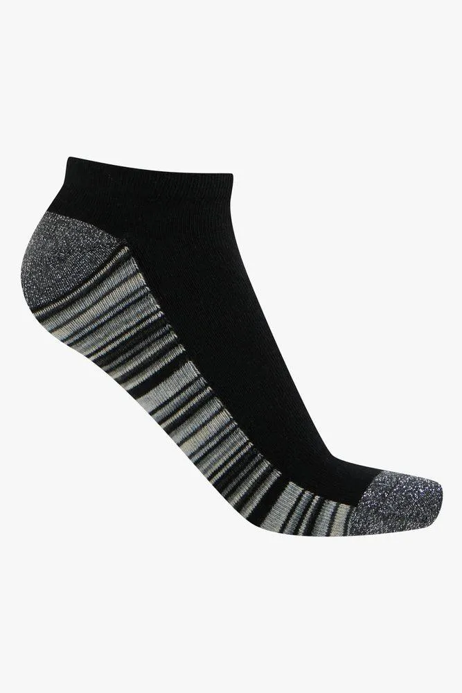 5 Pack Zig Zag Low Cut Socks Black