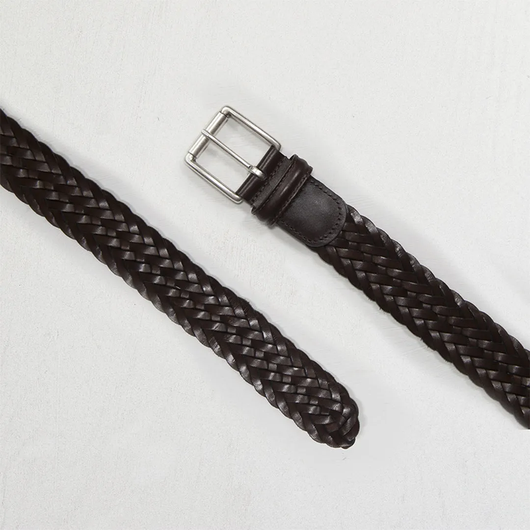 Anderson's Dark Brown Plaited Leather Belt