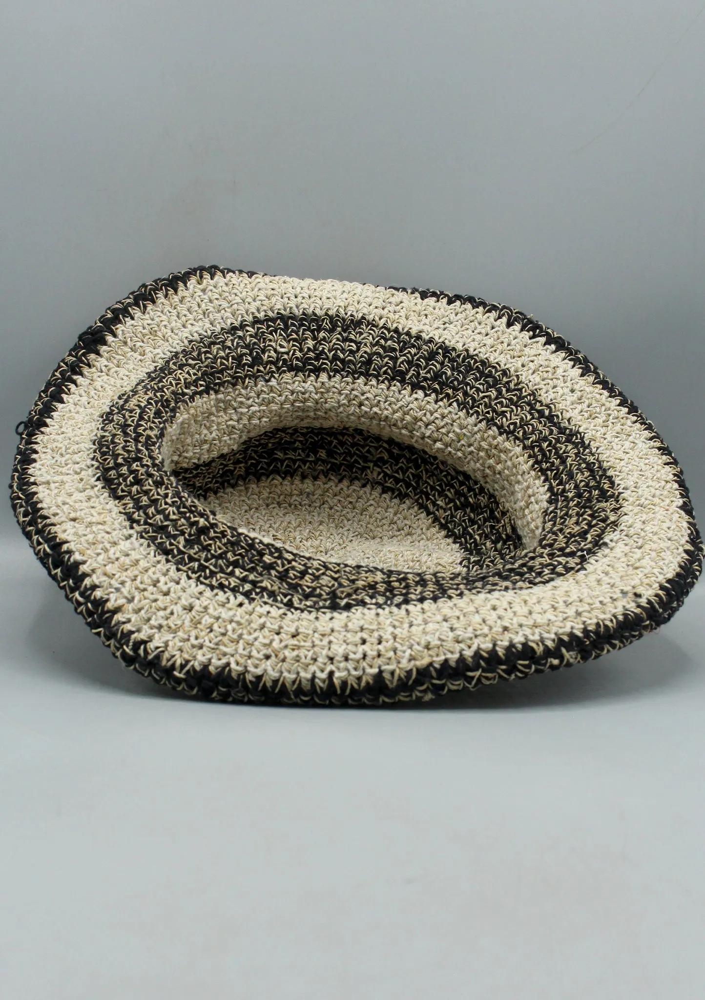 Black and White Hemp Summer Sun Hat