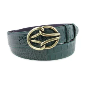 Bottle Green Mock Croc New Reef Belt