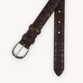 Brown Croc Embossed Leather Belt