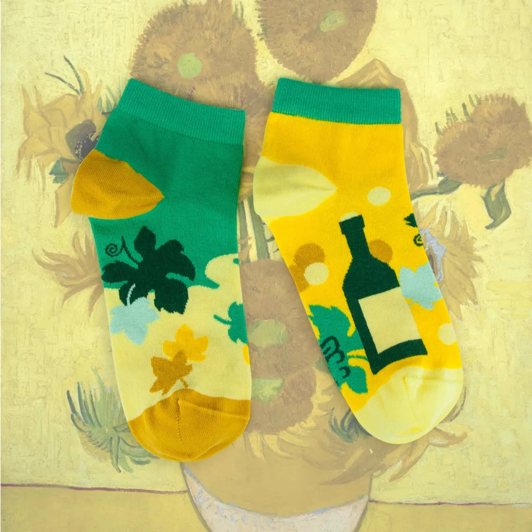 Cotton, Mismatched, Colourful 'Spring Leaves' Ankle Socks