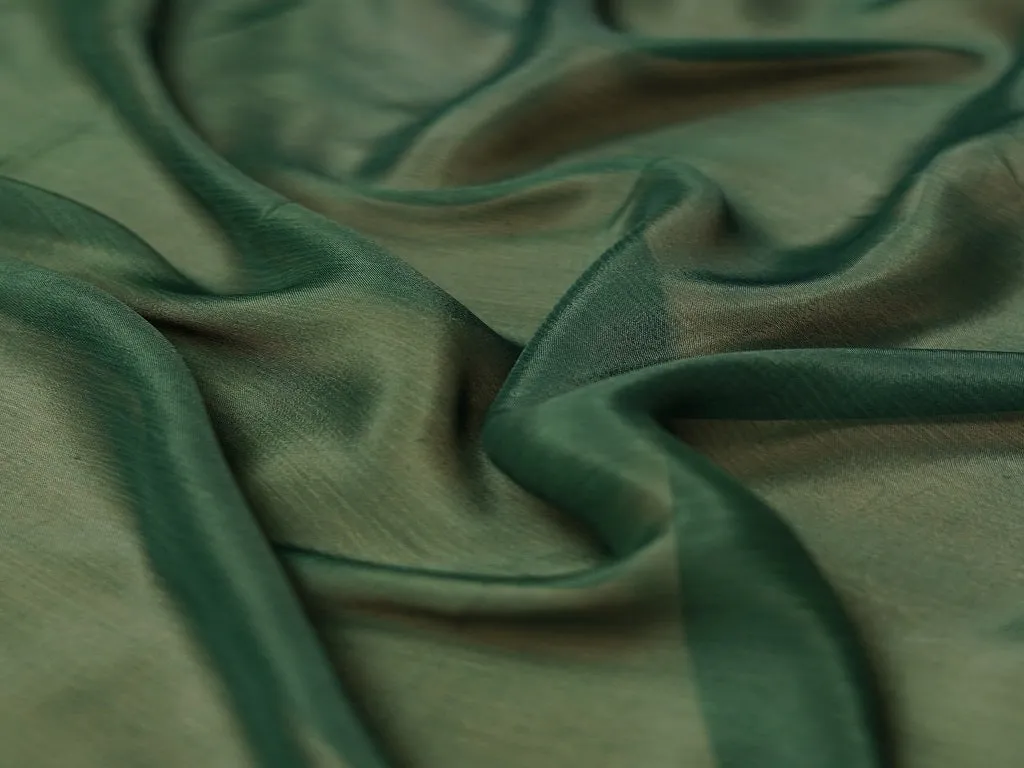 Dark Green Plain Viscose Chinon Chiffon Fabric (Wholesale)