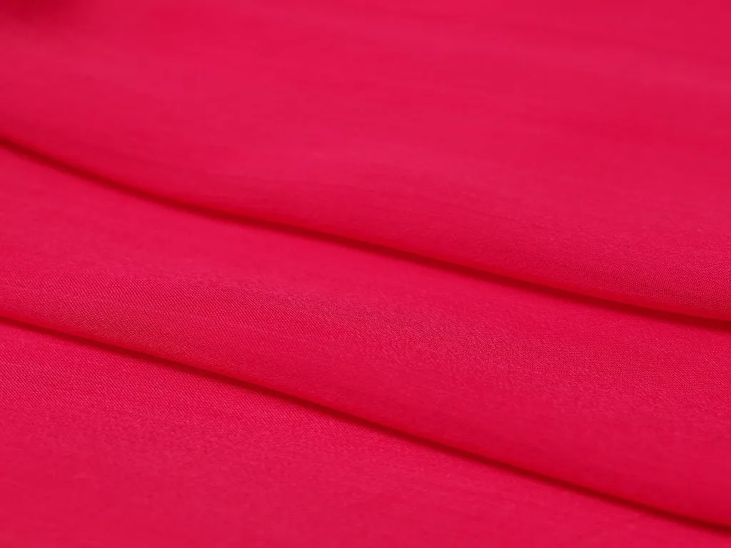 Dark Pink Plain Viscose Chinon Chiffon Fabric (Wholesale)