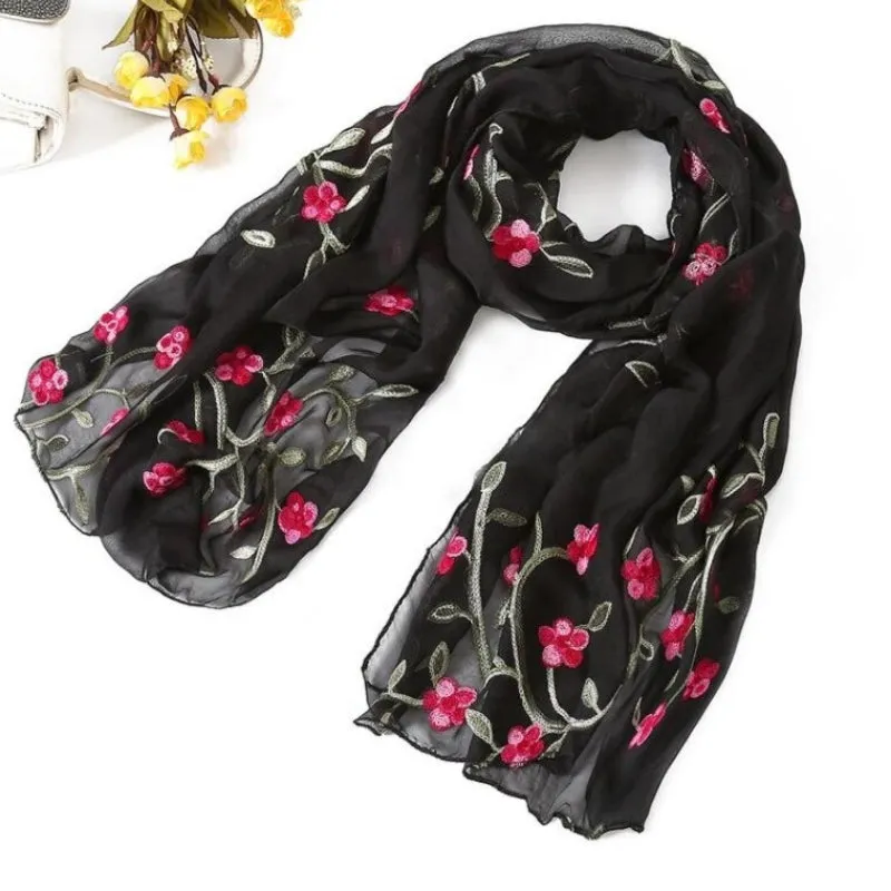 Floral Silk Chiffon Vibrant Pashmina Scarves