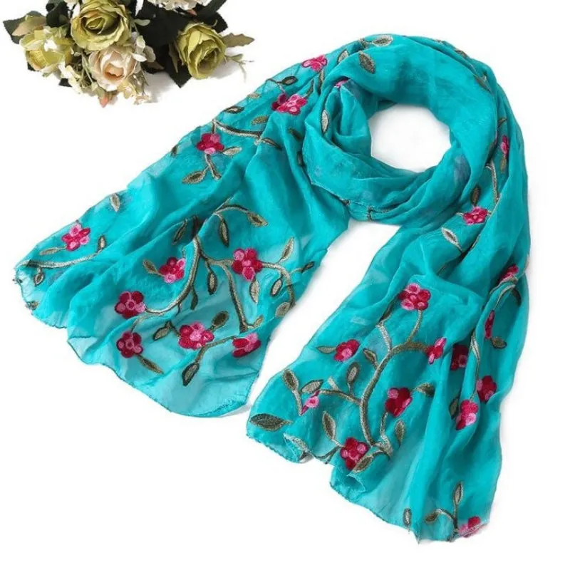 Floral Silk Chiffon Vibrant Pashmina Scarves