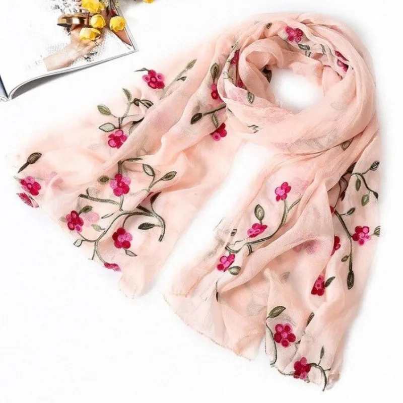 Floral Silk Chiffon Vibrant Pashmina Scarves