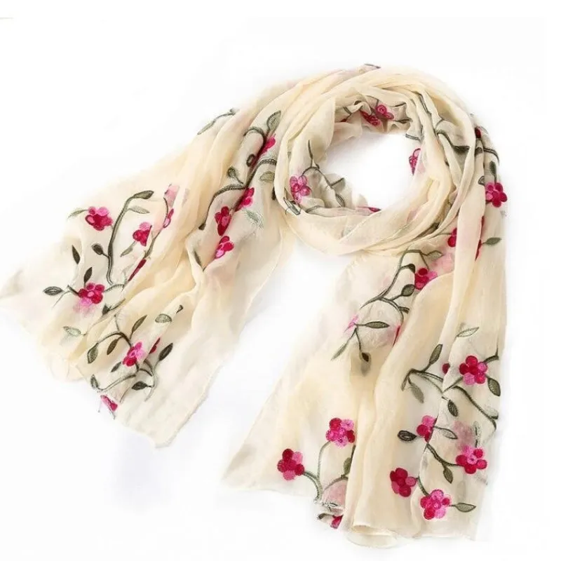 Floral Silk Chiffon Vibrant Pashmina Scarves