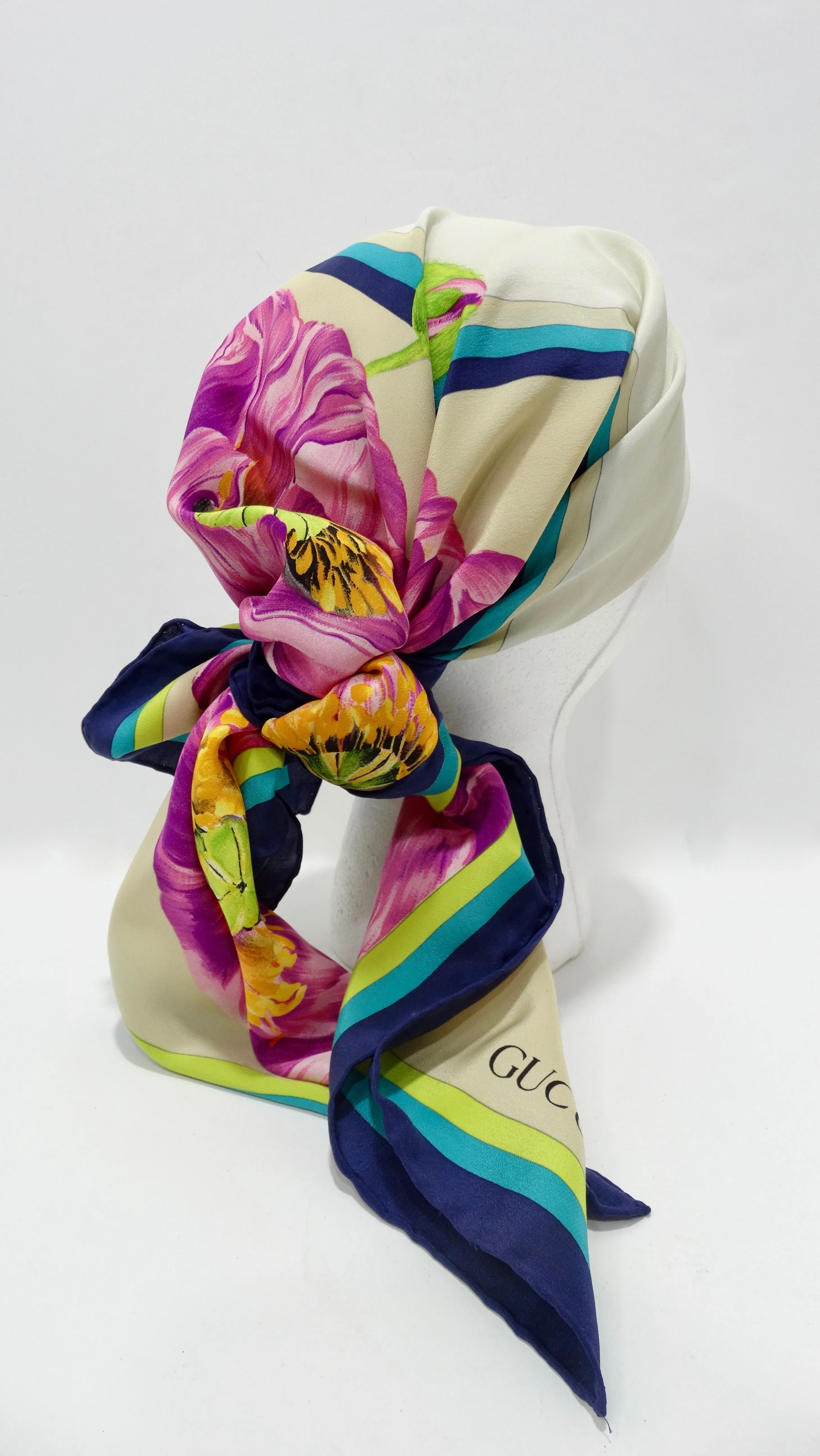 Gucci Purple Poppy Silk Scarf