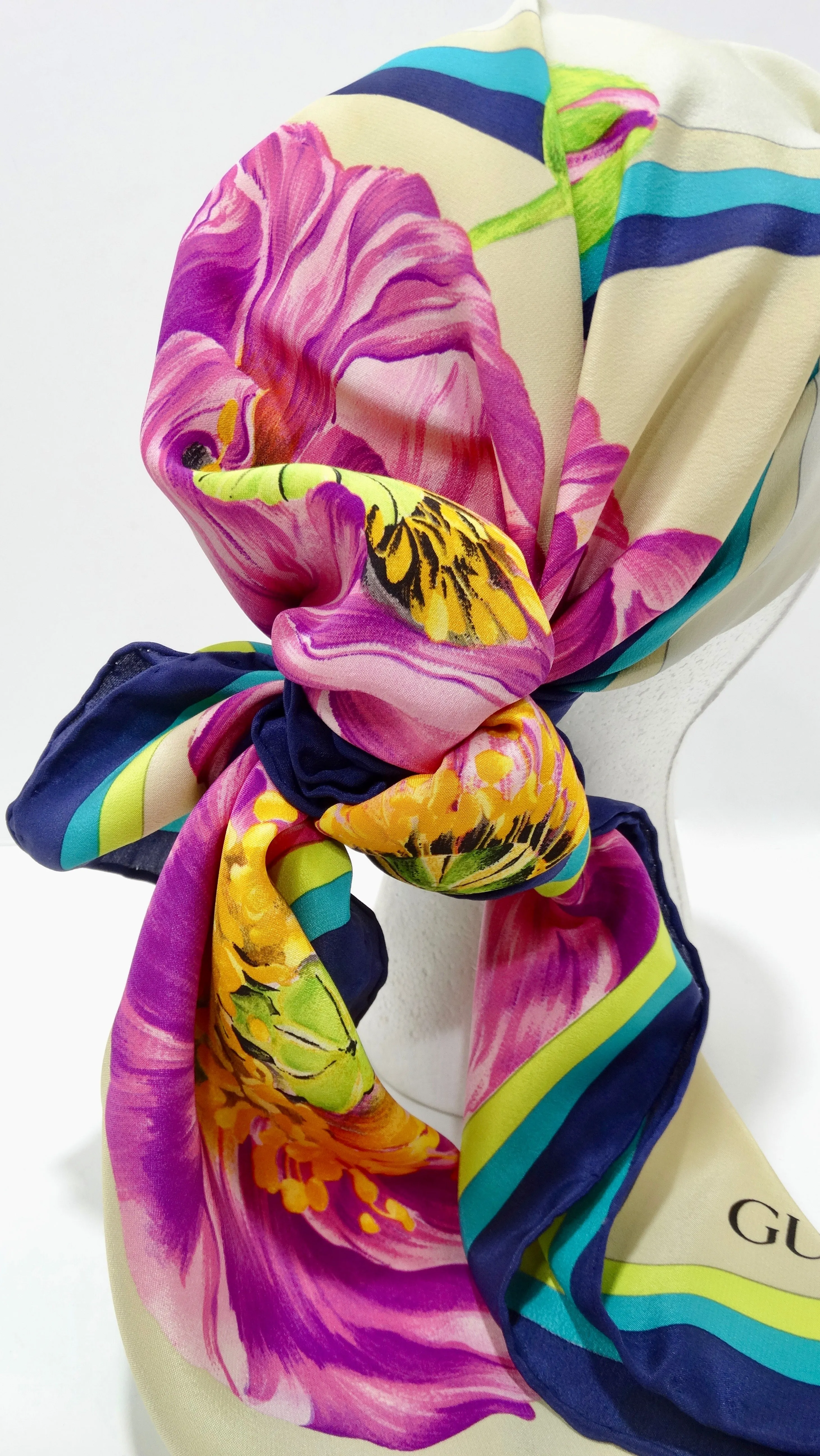 Gucci Purple Poppy Silk Scarf