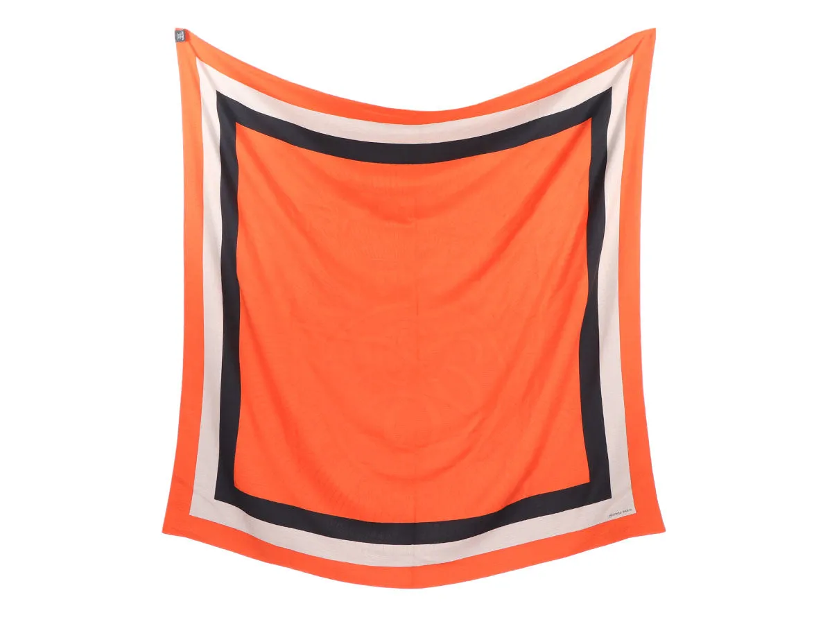 Hermès Exceptional Suite et Poursuite Cashmere Silk Embroidered Giant Scarf 140cm