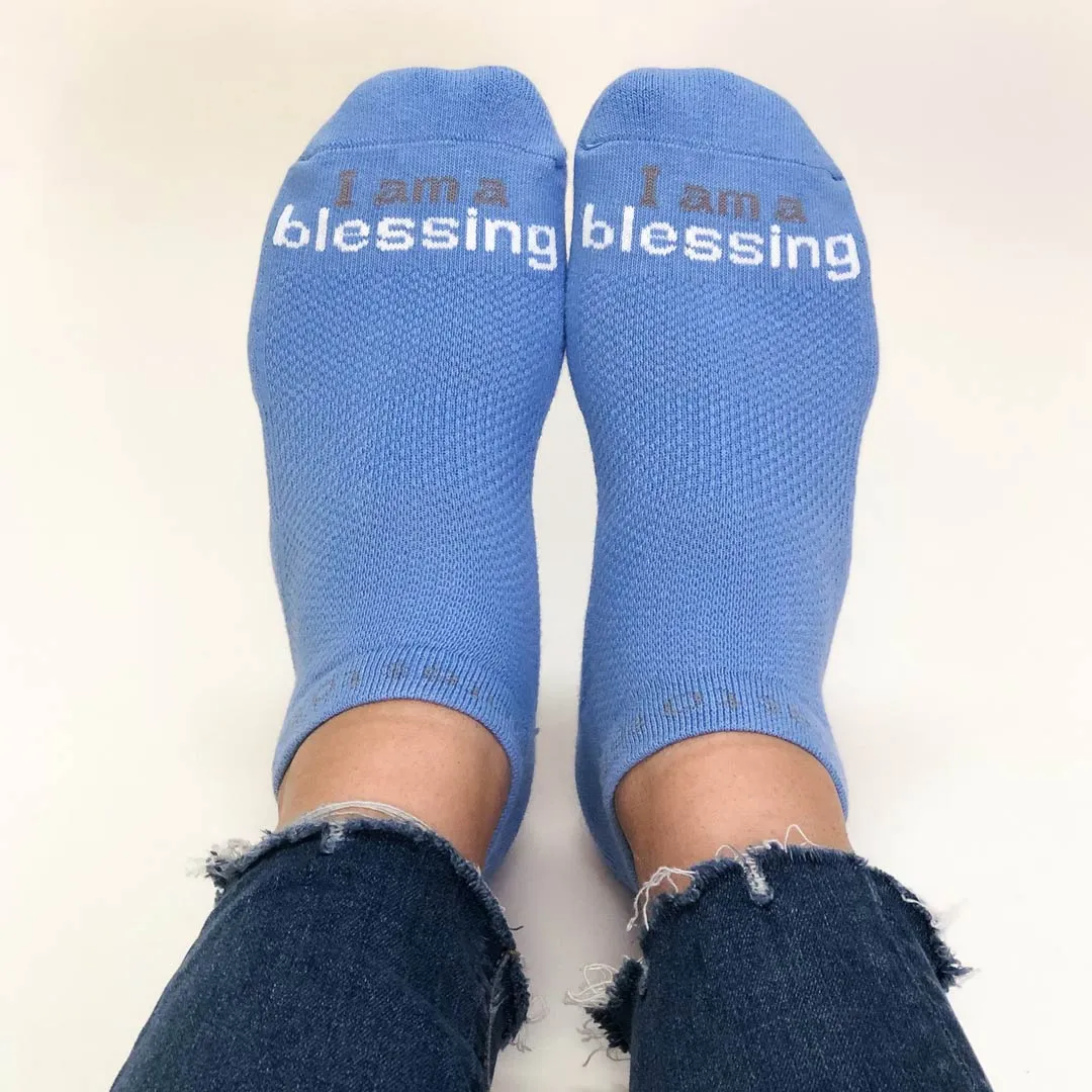 I am a blessing® blue low-cut socks