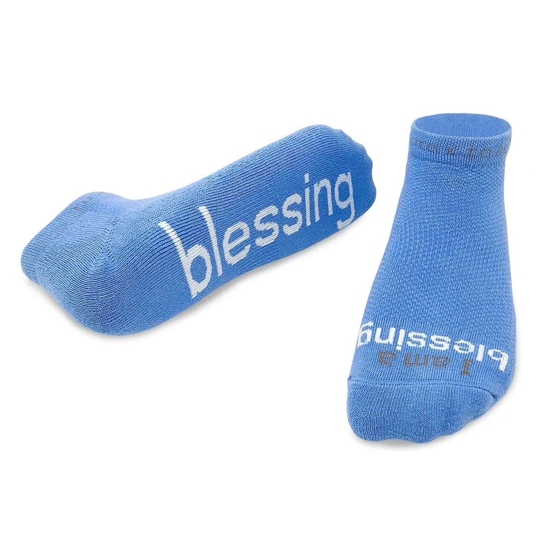 I am a blessing® blue low-cut socks