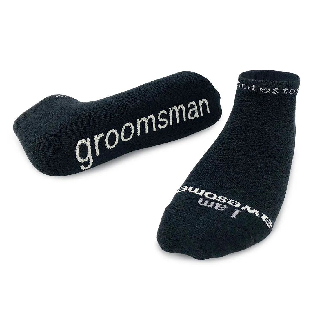 I am awesome - groomsman™ black low-cut socks