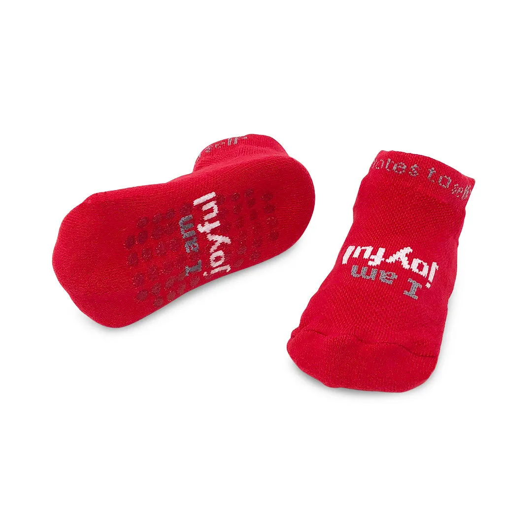 I am joyful™ red toddler socks with grips