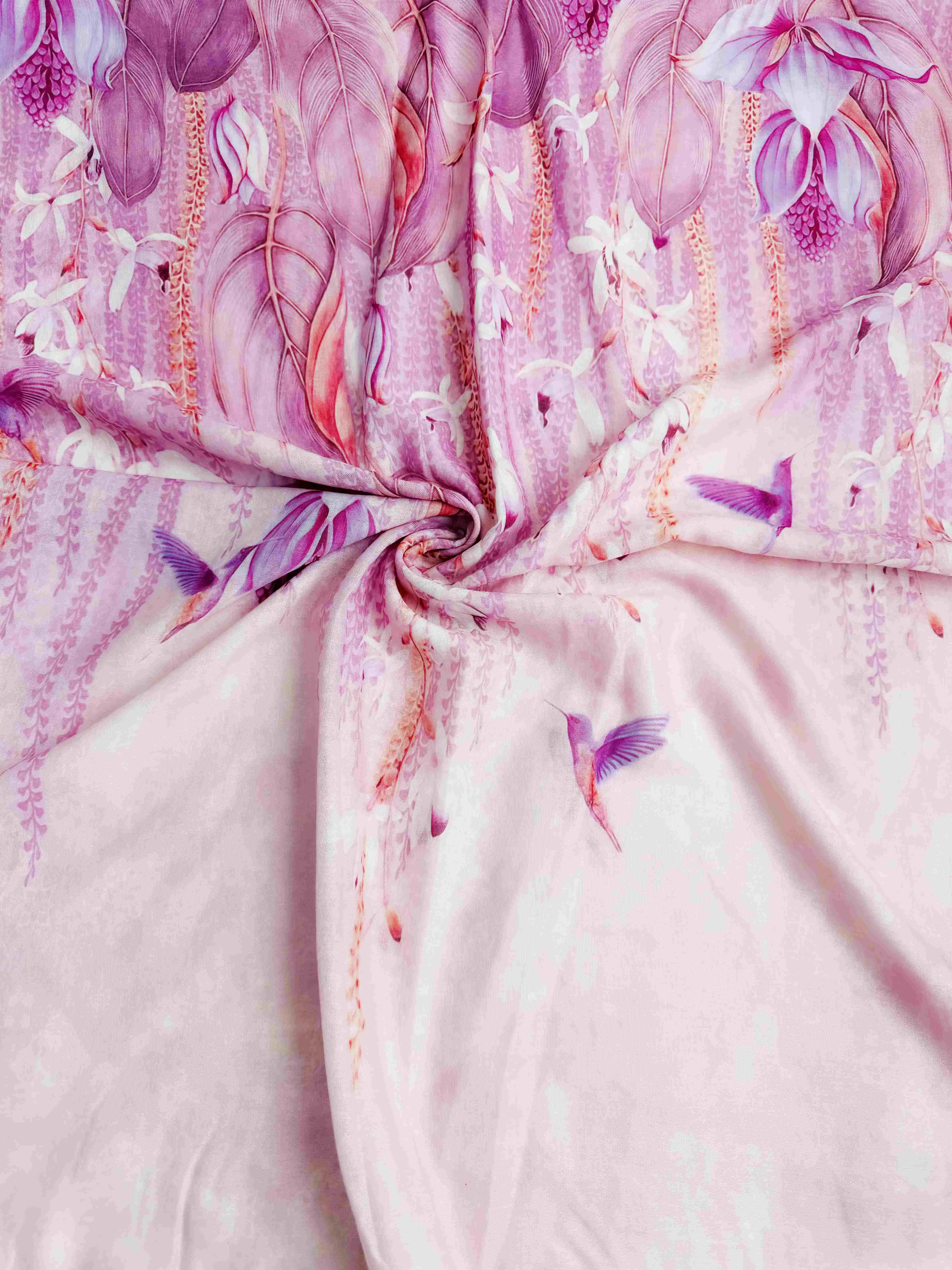 JC0711101-5 Pink Hummingbird Floral Scarf