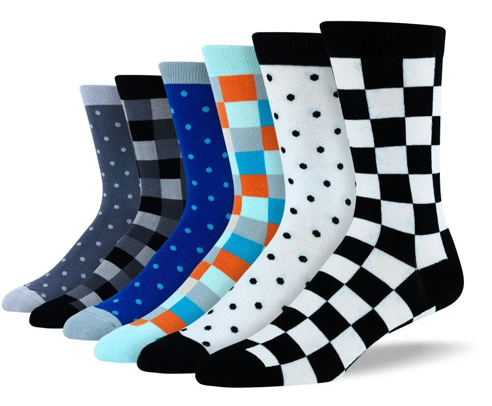 Men's Cool Checkered & Polka Dot Bundle - 6 Pair