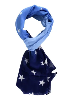 Navy Peach Coture Light Weight Faded Color Print Vibrant Patriotic Scarf