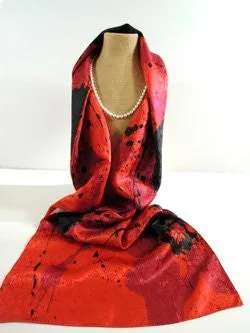 Pangborn Red and Black Silk Oblong Scarf