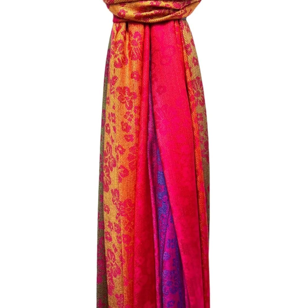 Pink Rainbow Sakura Flower Pashmina Scarf