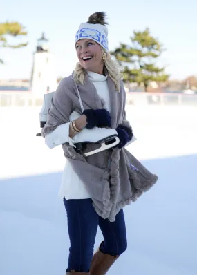 Pom Pom Hat - Blue Trellis