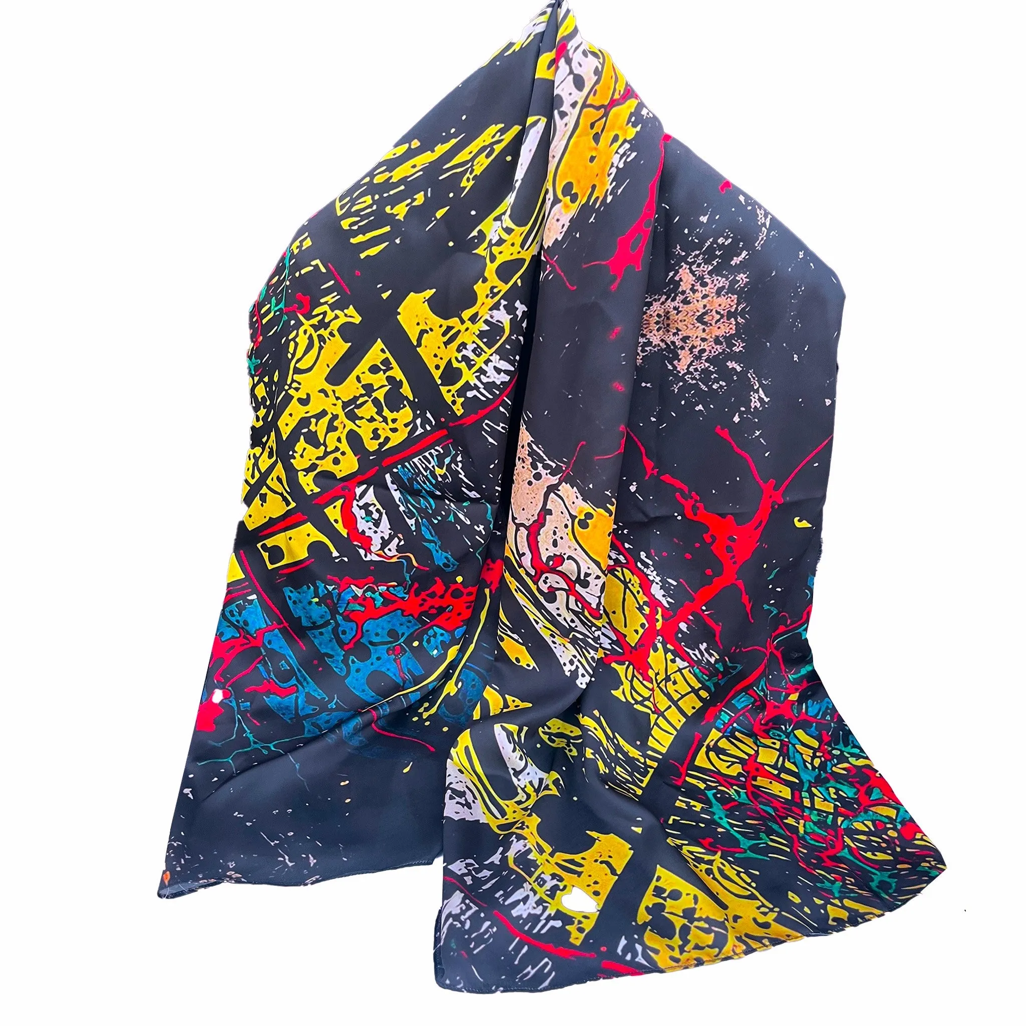 PREMIUM LUXURY PRINTED WOMEN HIJAB SCARF DUPATTA - ABSTRACTION SPLASHES