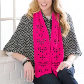 Red Heart Crochet Shimmery Hearts Scarf