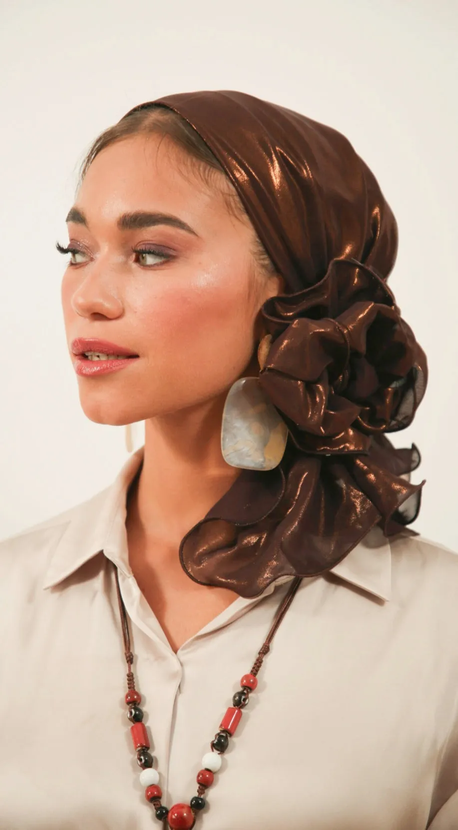 Rinati Lakel Long Shimmery Scarf with Scrunchie