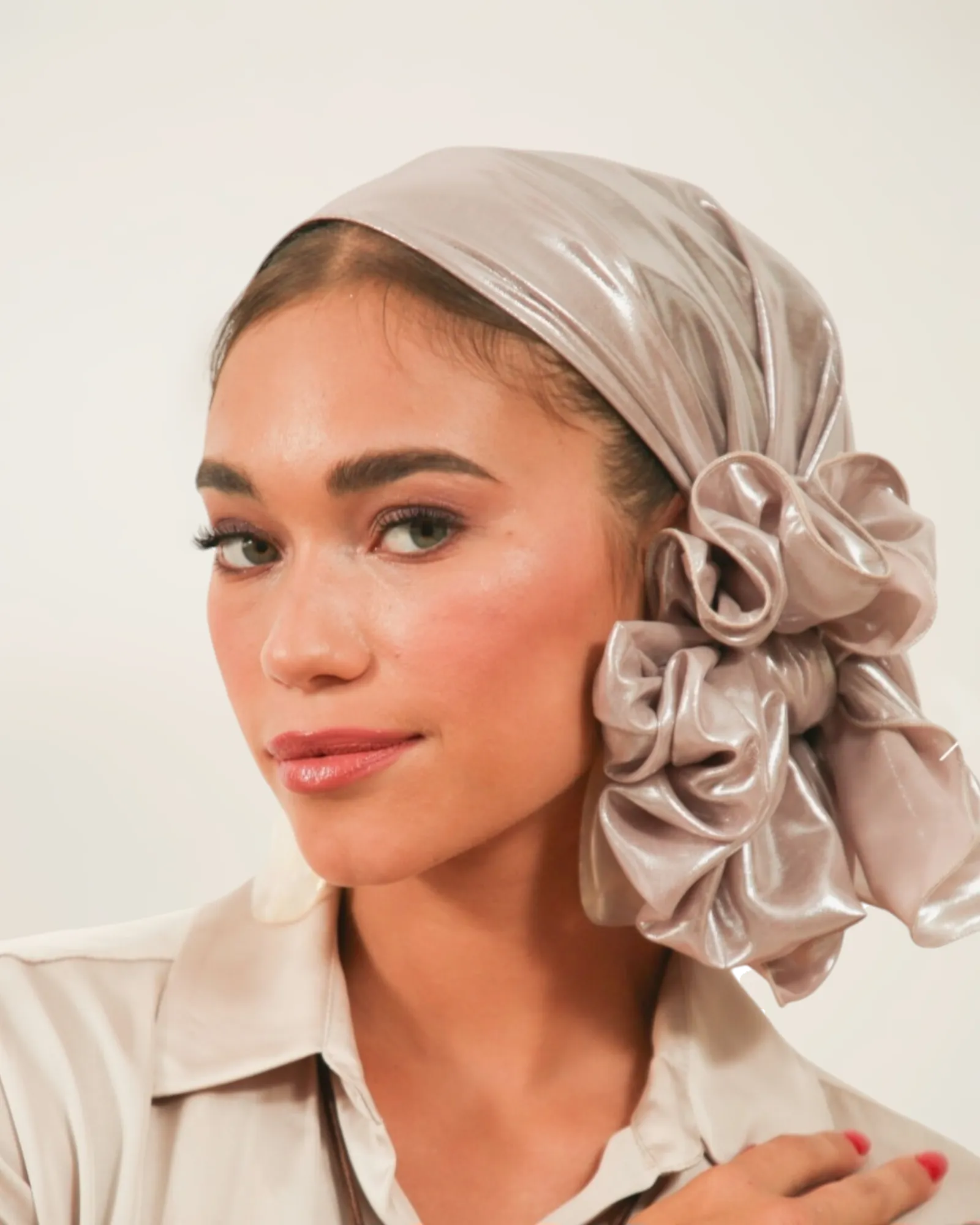 Rinati Lakel Long Shimmery Scarf with Scrunchie