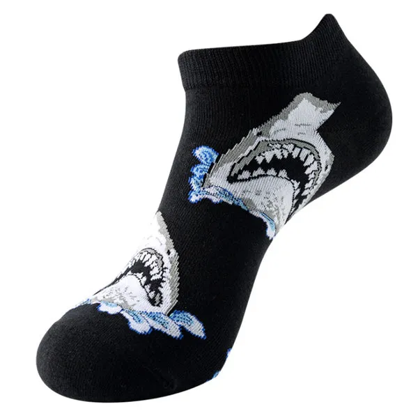 Shark Pattern Low Cut Socks (One Size) 鯊魚圖案圖案船襪 (均碼) (均碼) HS202283