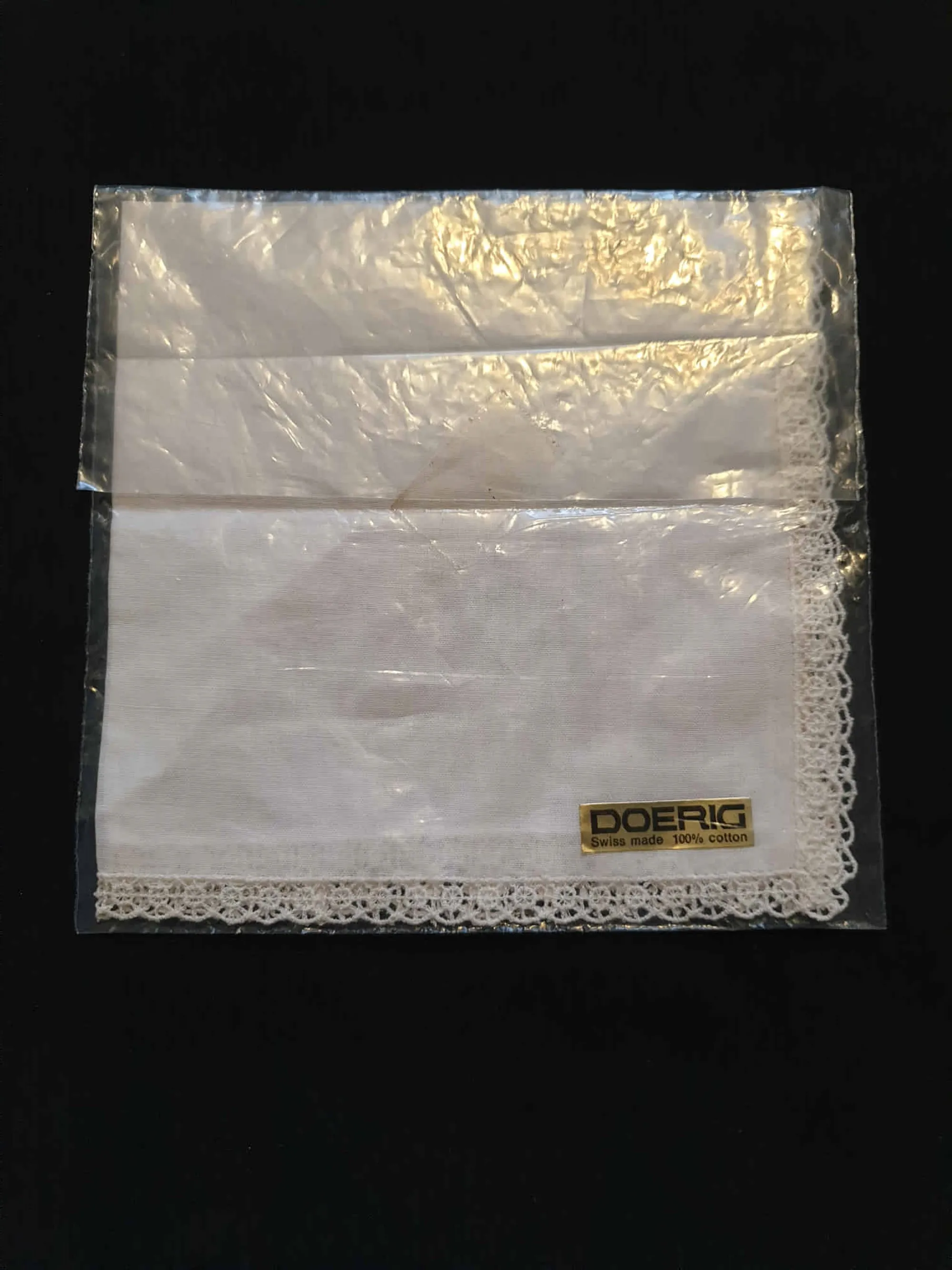 Swiss Lace Edged Handkerchief - Doerig - New Old Stock