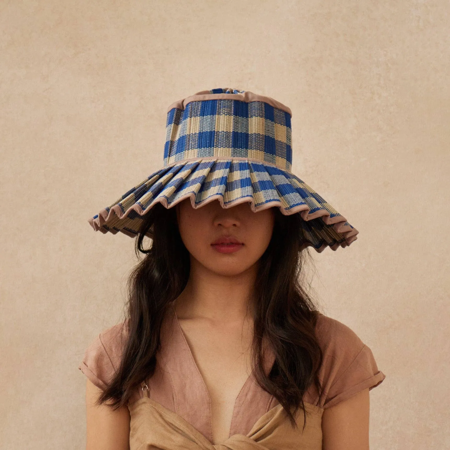 Verandah Island Maxi Capri Hat - Blue Gingham