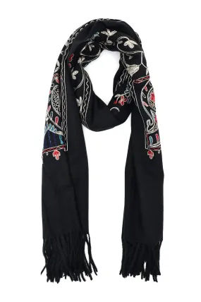 VIBRANT FLORAL EMBROIDERY SCARF