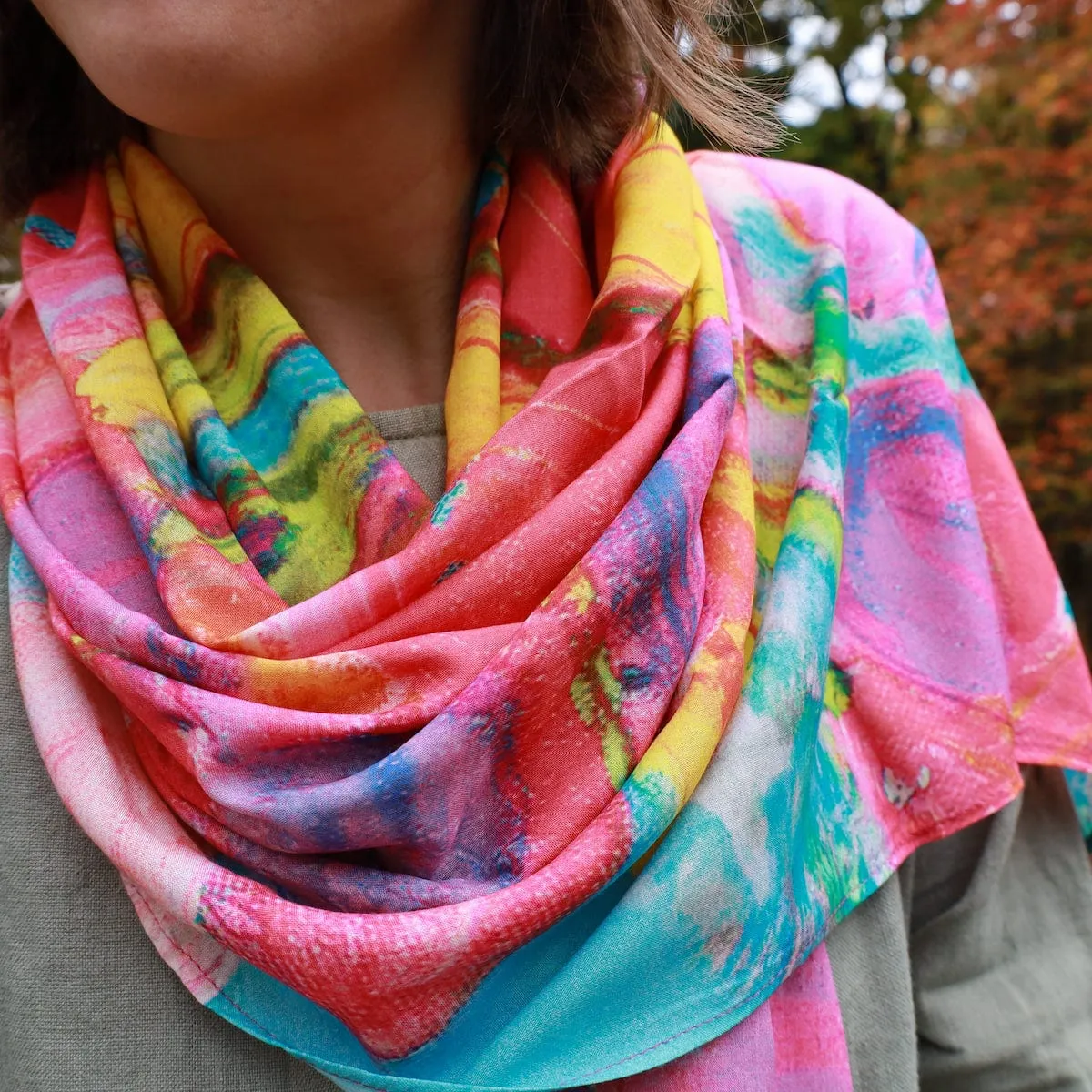 Vibrant Tulip Garden Cotton Scarf