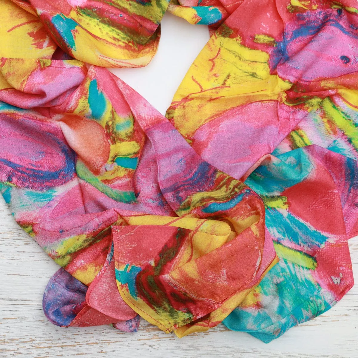 Vibrant Tulip Garden Cotton Scarf