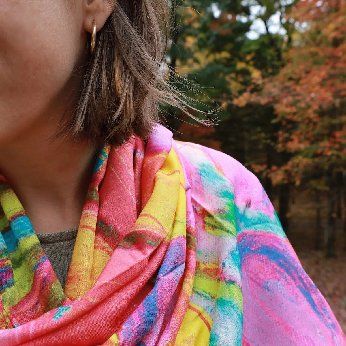 Vibrant Tulip Garden Cotton Scarf