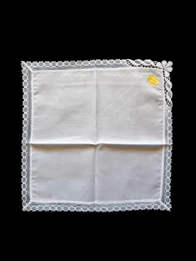 Vintage Lace Edged Handkerchief - Rosdale - New Old Stock