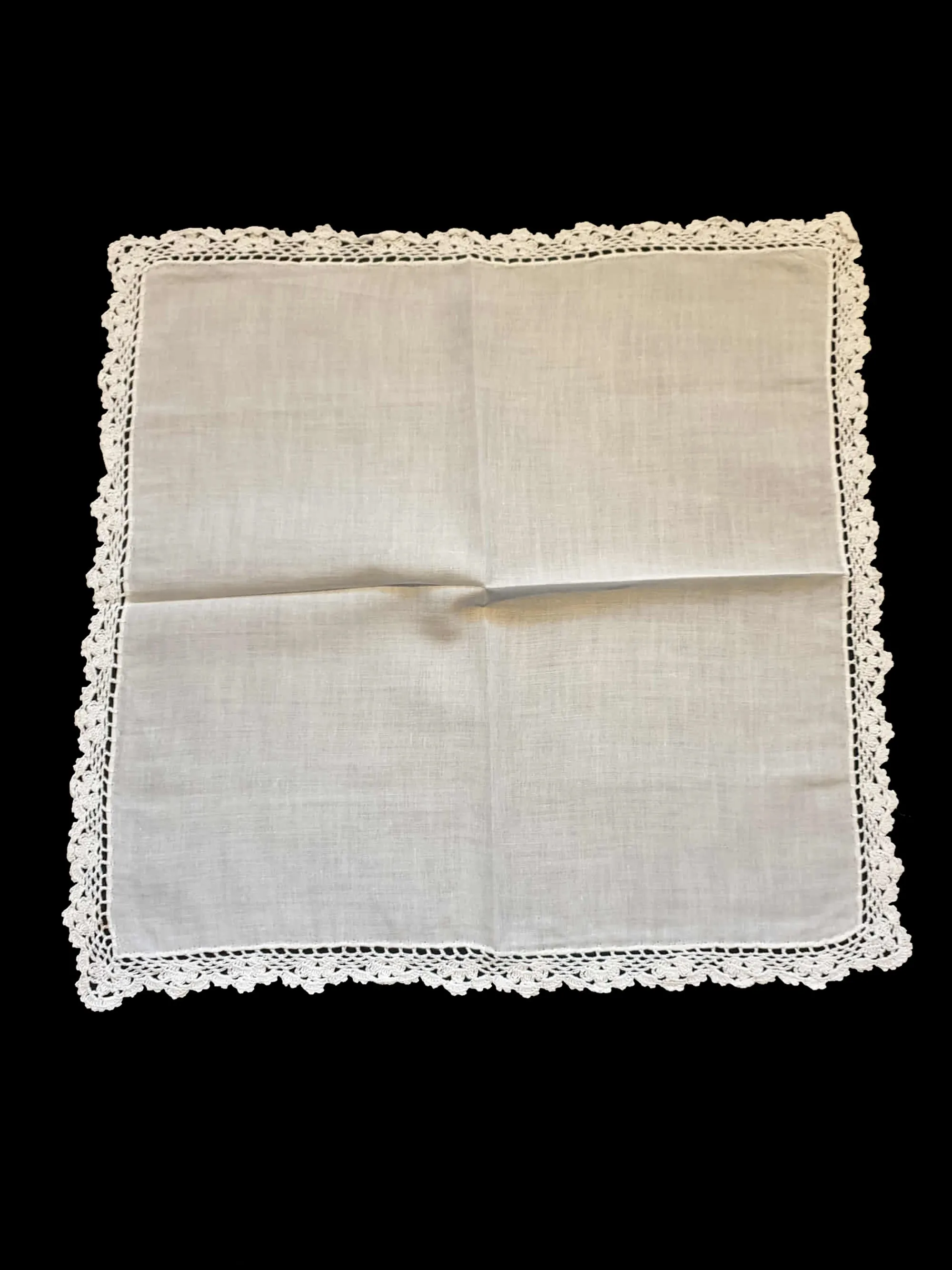 Vintage Large Crochet Edged Handkerchief - Seward - New Old Stock