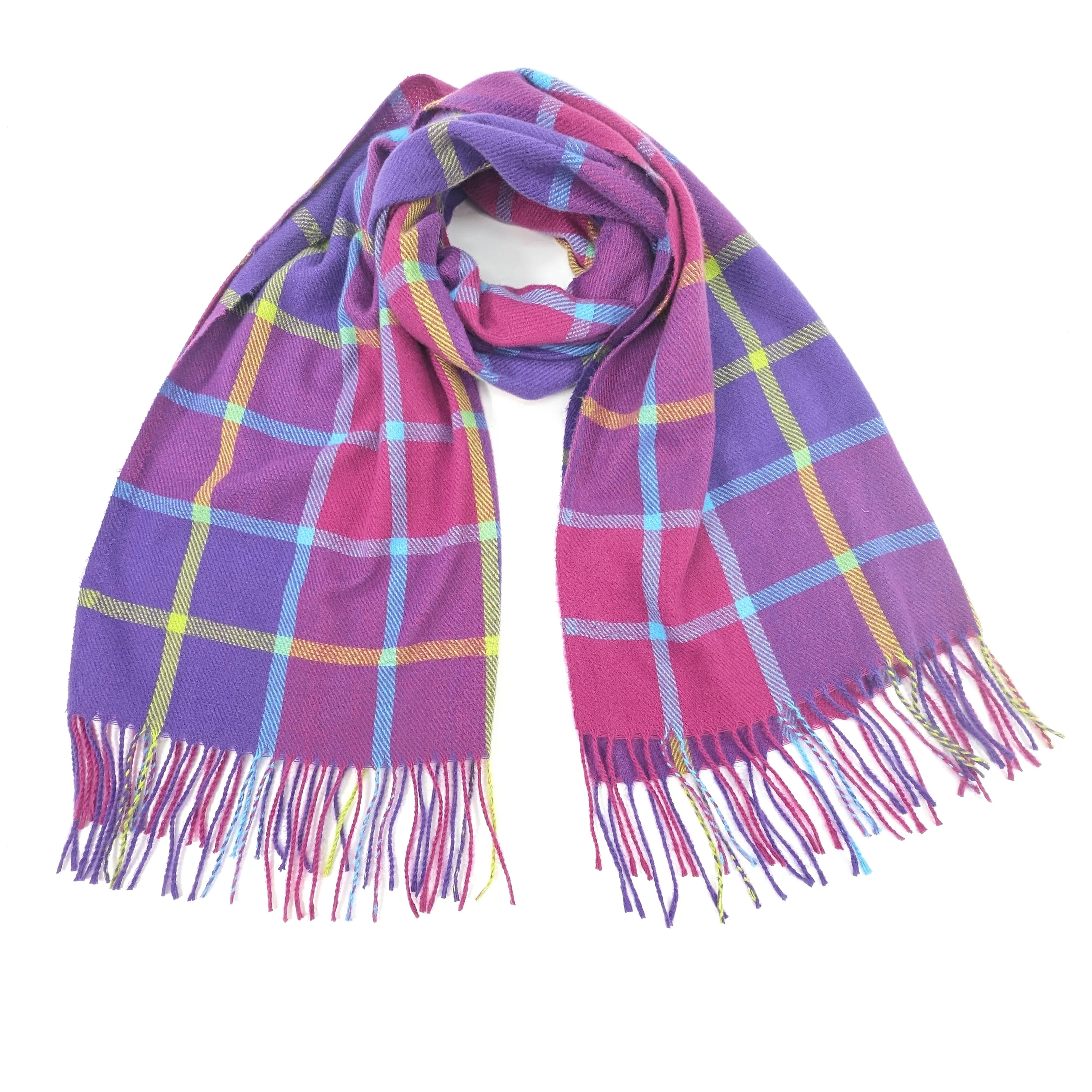 Zebil - Vibrant Squares Unisex Scarf (70x180cm) - Purple