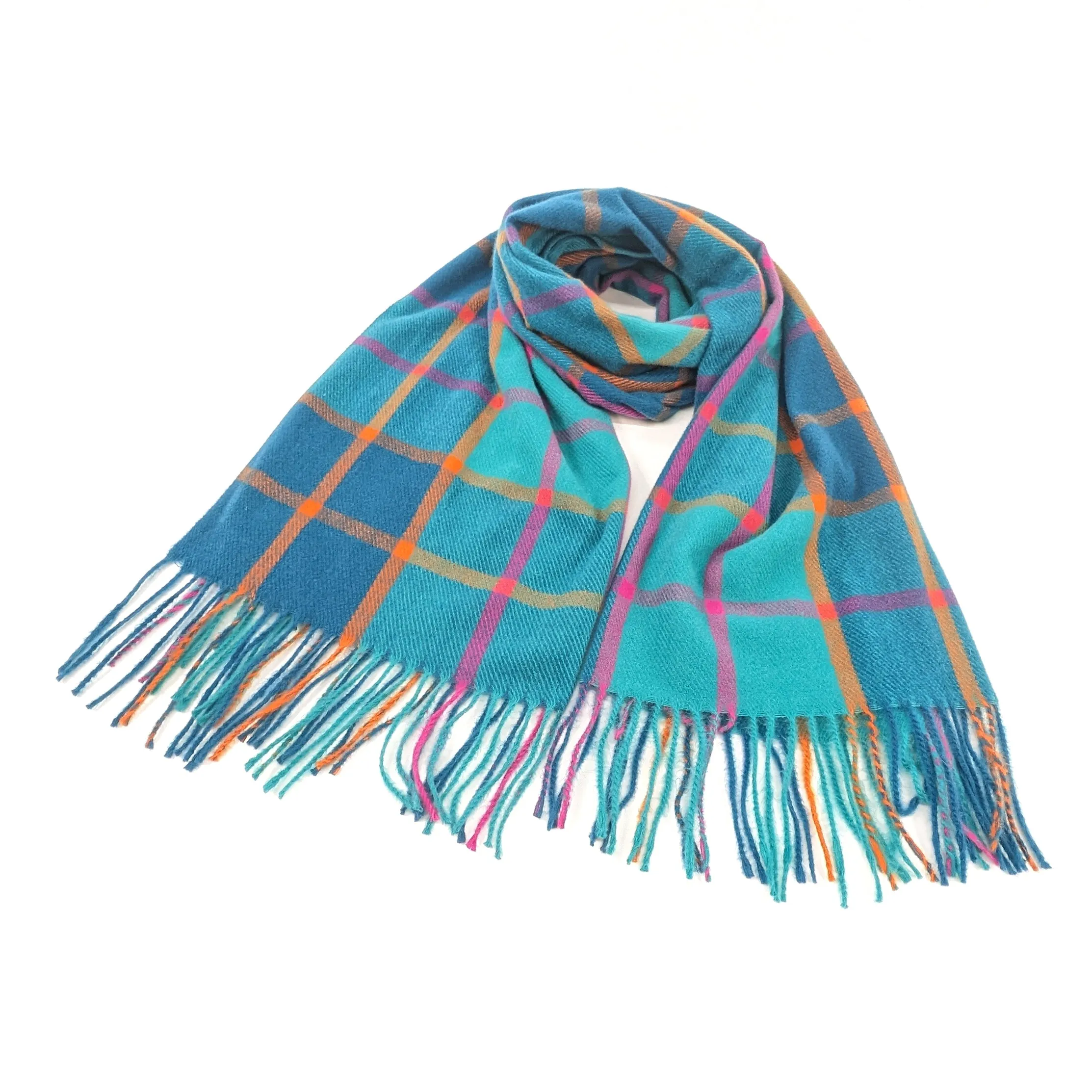 Zebil - Vibrant Squares Unisex Scarf (70x180cm) - Teal