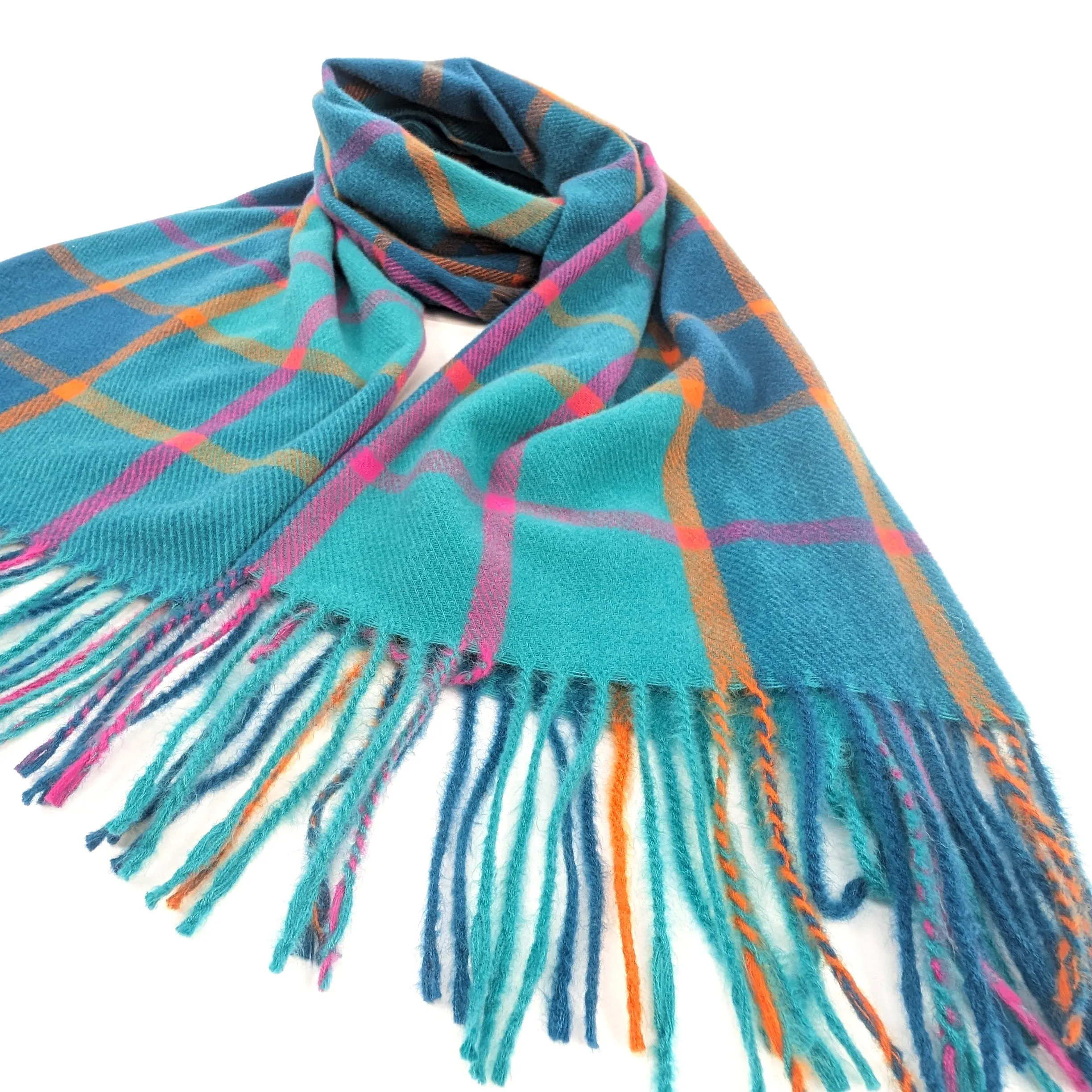 Zebil - Vibrant Squares Unisex Scarf (70x180cm) - Teal